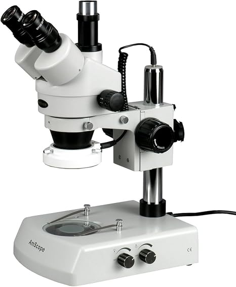 AmScope SM-2TZ-LED Professional Trinocular Stereo Zoom Microscope, WH10x | 3.5X-90X Magnification Range Includes 0.5X Barlow Lens Built-In LED Illumination 0.7X-4.5X Zoom Objective WH10x