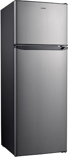 Galanz GLR12TS5F Refrigerator, Dual Door Fridge, Adjustable Electrical Thermostat Control with Top Mount Freezer Compartment, 12.0 Cu.Ft, Stainless Steel, 12