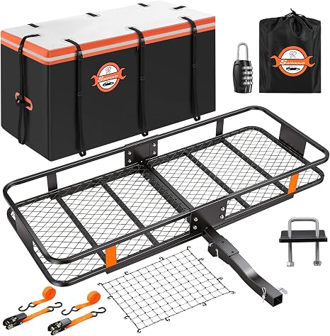 Sailnovo Hitch Mount Cargo Carrier 60"*20"*6"+ 20 Cu.Ft. Waterproof Bag