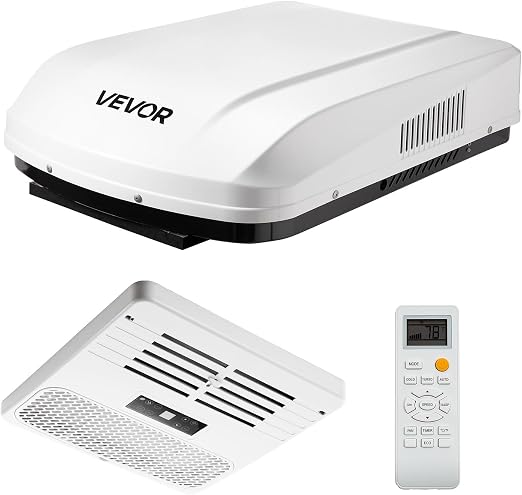 VEVOR RV Air Conditioner, 13500 BTU RV AC Unit, 120V Ducted Rooftop Air Conditioner with Variable Speed Compressor, Easy Install Quiet Cooling AC Unit with ADB Button Control and Remote Control, White