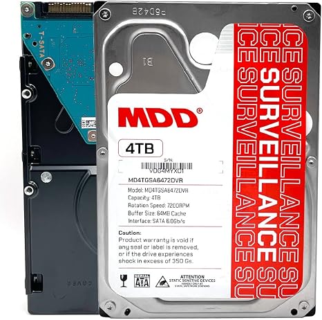 MDD MAXDIGITALDATA MDD (MDD4TSATA6472DVR) 4TB 7200RPM 64MB Cache SATA 6.0Gb/s 3.5-inch Internal Surveillance Hard Drive (Renewed)