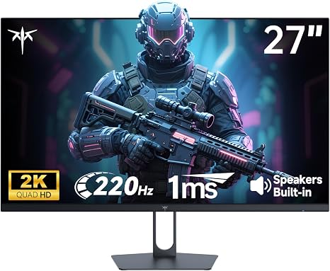 KTC 27 Inch Gaming Monitor 220Hz, 2K QHD Monitor 1ms w/Speakers H27T22C-3