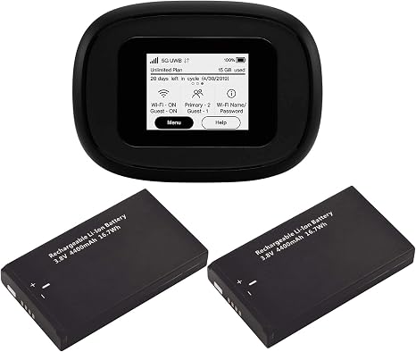 Bundle | Inseego Verizon 5G and 4G LTE MiFi M1000 Hotspot Bundled with 2 Batteries (1 Stock + 1 Extra) | Connect up to 15 WiFi Devices and 1 Wired | Great for Remote Workers Wi-Fi 2.4 GHz & 5 GHz