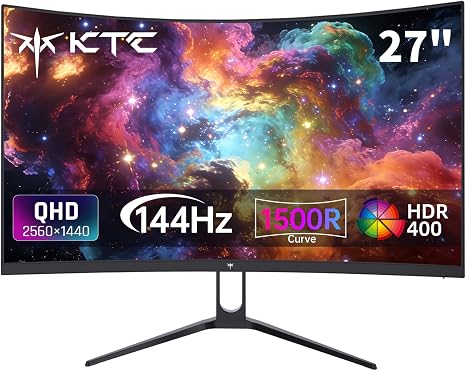 KTC H27S5C 27 Inch Curved Gaming Monitor, 1440P QHD 144Hz Monitor, HDR 400