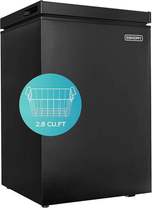 EUHOMY 2.8 Cu.Ft Chest Freezer, Small Deep Freezer Top Door, Black
