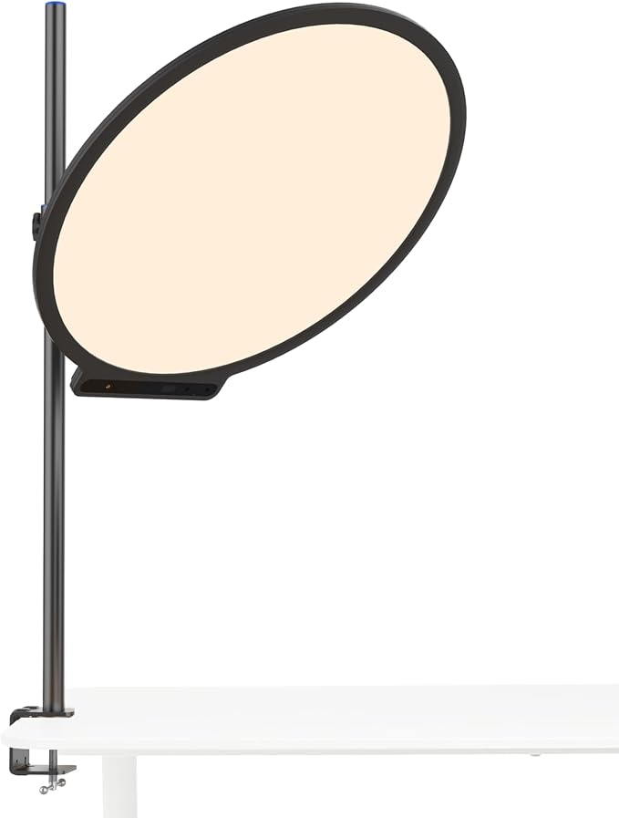 amaran Verge Max LED Video Light,60W Bi-Color Panel Light Charcoal | 22in Circular Edge-lit APP Control Desk Clamp Stand Dimmable Desk Light for Home Office, Gaming, Podcast, Live Streaming