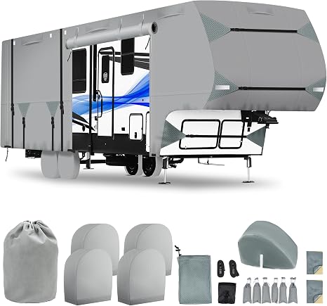 5th Wheel RV Cover 40-43ft, 7-Layer Thick Fabric, 400 LBS Tear Resistance