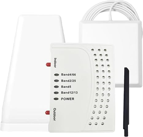 Cell Phone Booster for Home & Multi-Room, Cell Phone Signal Booster with 2 Indoor Antennas for Band 66/2/4/5/12/17/13/25,Up to 6000 Sq.Ft,Boost 4G 5G LTE Data for All U.S. Carriers, FCC Approved