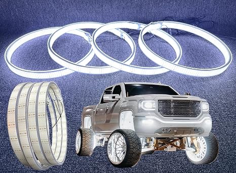 4-Pack 17.5" 10-Row 8000k Cold White LED Wheel Lights for Truck