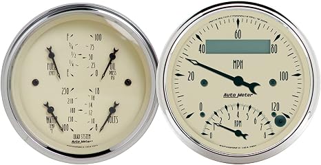 AUTO METER 1820 Antique Beige Quad Gauge/Tach/Speedo Kit