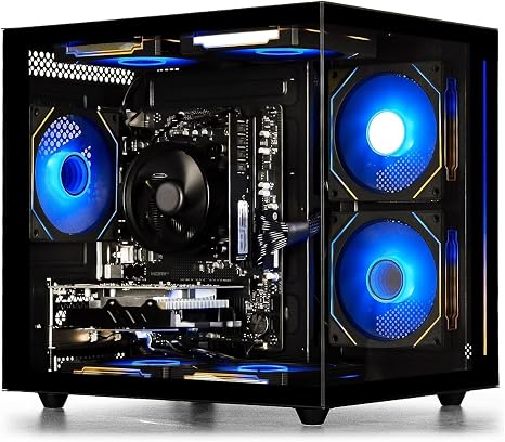 suevery Prebuilt Desktop Computer Gaming PC Black | DDR4 16G Memory, 512G SSD, AMD Ryzen5 6Cores 3.6G Up to 4.1G, Radeon 4G Graphics Card, Wi-Fi6 Home Pro 4K