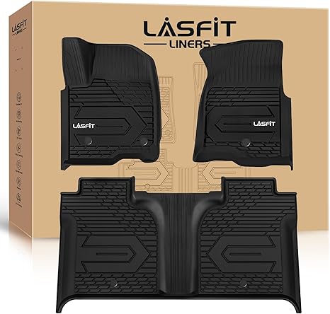 LASFIT Floor Mats for Chevy Silverado/GMC Sierra 1500 2019-2026 | 2500 HD/3500 HD 2020-2026, Crew Cab & Bucket Seat Only (Fit with Rear Under-Seat Storage Box, Not Fit 2nd Row Plastic Box)