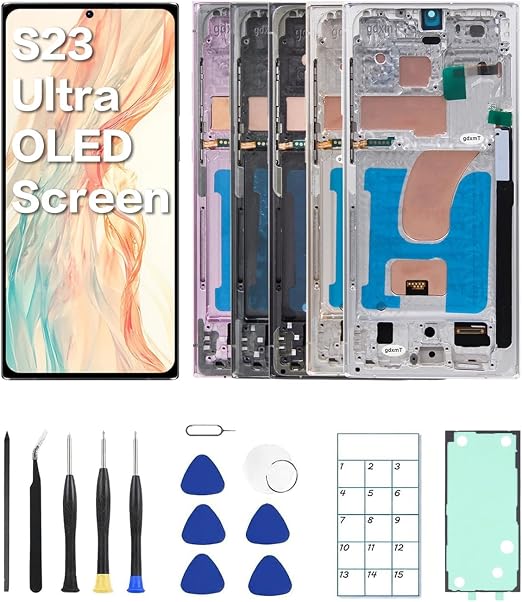 for Samsung Galaxy S23 Ultra OLED Display Assembly with Frame & Tools