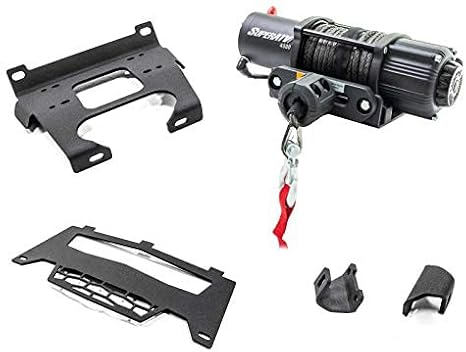 SuperATV Black Ops 4500 LB Winch with Winch Mounting Plate for Polaris Models | Complete Winch & Winch Mount Kit Ready for Install