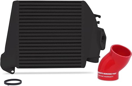 Mishimoto MMTMIC-WRX-08BKRD Top-Mount Intercooler Compatible With Subaru WRX 2008-2014 Black Cooler, Red Hose