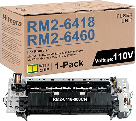 RM2-6418 RM2-6460 Fuser Unit with Chip RM2-6418-000CN RM2-6460-000CN | Replacement for HP RM2-6418 Fuser for M455dn M452dn M452nw M454dn M454dw M377dw M477fdn M477fdw Printer, 1-Pack (110V)