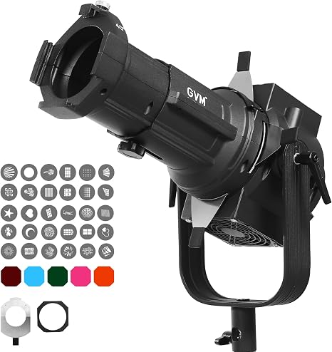 GVM Conical Optical Snoot Kit, Spotlight Snoot Photography with 40° Projection Lens, 30 Gobos and 5 Color Filters, Adjustable Focus Bowens Mount Snoot for Studio LED Video Lights Flash Up to 600W