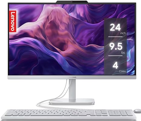 Lenovo IdeaCentre Everyday Tasks 24" Full HD All-in-One Desktop Computer • Office 365 for Web • Intel 4-Cores • 256GB SSD • 8GB RAM • KB and Mouse • Windows 11