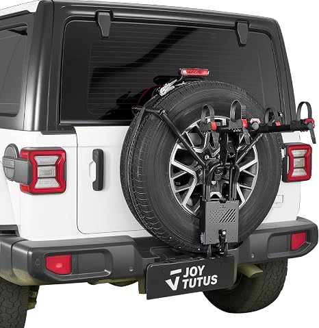 JOYTUTUS Spare Tire Bike Rack for 2 Bikes for Wrangler & Bronco