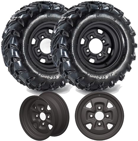 2 Pack ATV Tires, 25x8-12 ATV Tire and Wheel, 12 x 6 Rim, 6 Ply All Terrain Tire with 4 * 110 PCD,3.5+2.5 Offset, For Atv UTV Off-Road