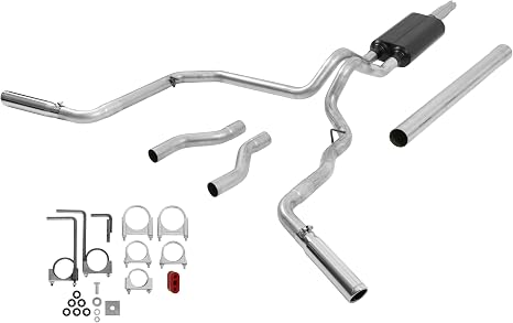 Flowmaster 17471 American Thunder Cat-Back Exhaust Kit Dual 2.5 Inch Aluminized Steel 3 Inch Polished 304 Stainless Steel Tips Compatible with 1987-1996 Ford F-150 V6 V8 2/4WD All Wheelbases