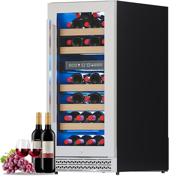 Albott 15 Inch Wine Fridge, Dual Zone 31 Bottle Wine Cooler