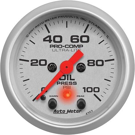 Auto Meter 4352 Ultra-Lite Electric Oil Pressure Gauge,2.3125 in.