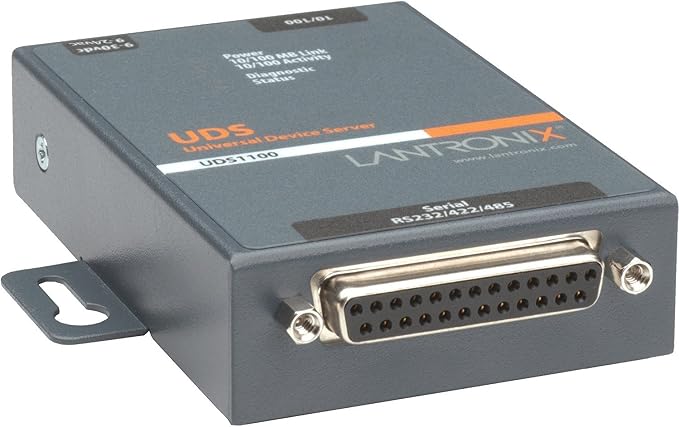 Lantronix UD1100001-01 UDS1100 - One Port Serial (RS232/ RS422/ RS485) to IP Ethernet Device Server - UL864, US Domestic 110VAC - Convert from RS-232, RS-485 to Ethernet