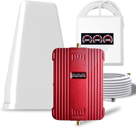 Cell Phone Booster for Home & Multiroom | Up to 8,000 sq ft|Boost Cellular Signal for All U.S. Carriers | Cell Phone Signal Boosters with 2 Inside Antennas | FCC Approved