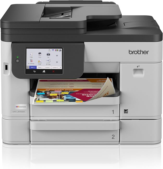 Brother INKvestment 5110 Wireless Color Inkjet All-in-One Printer with a 500-sheet Paper Tray Capacity and a 4.3” Color Touchscreen (MFCJ5110DW)