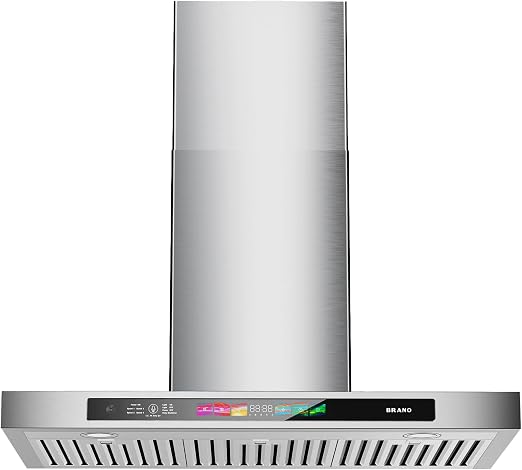 BRANO Wall Mount Range Hood 30 Inch, 900 CFM, Modern Ultra-Slim Design