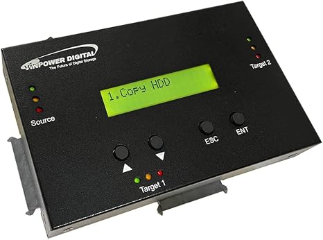 Vinpower 1 to 2 SATA 2.5" & 3.5" Hard Disk Drive/Solid State Drive (HDD/SSD) Clone Duplicator and DOD Level Eraser