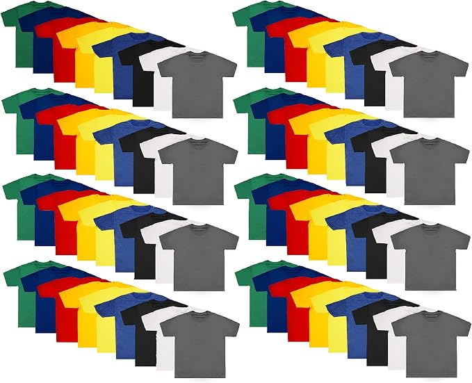 72 Pieces of Boys Cotton Undershirts in Bulk, Crew Neck, Assorted Sizes S to XL - Donations Homeless Shelters Wholesale