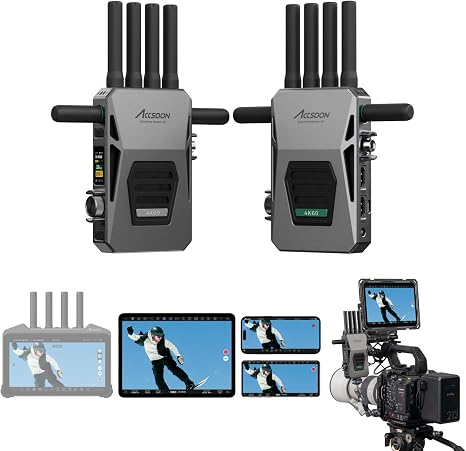 Accsoon CineView Master 4K Wireless SDI HDMI Transmitter&Receiver, 4K60/1080p60, Tri-Band 8202ft Transmission 25ms LAT, 1 iOS+ 4 App Monitoring, Pair M7 Pro/M7H Pro Camera Monitor/SE 4K