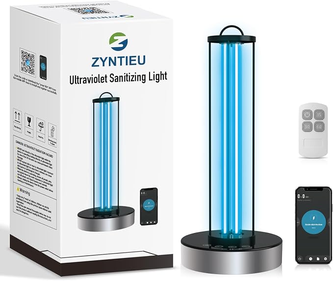 38W UV Light Sanitizer L8 with APP and 3 Timers –Ozone Free Home Disinfection Device, Kills Germs, Viruses, Mold and Dust Mites – Whole Room Ultraviolet Light for Bedroom, Bathroom, and Office