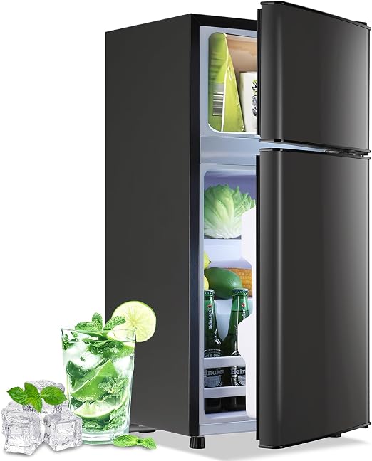 2.4 Cu.Ft Small Refrigerator with Freezer Dorm Mini Fridge with Removable Plastic Shelves Mini Refrigerator Ideal for Home, Office,Dormitory Gray