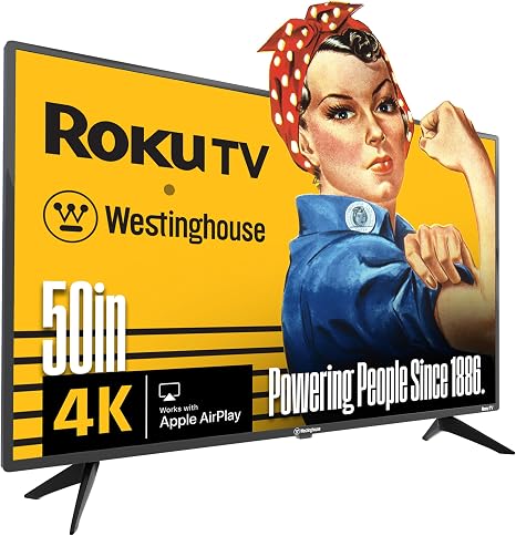 Westinghouse Roku TV - 50 Inch Smart TV, 4K UHD Television with Wi-Fi Connectivity and Mobile App, Flat Screen, Bluetooth, Compatible with Apple AirPlay, Alexa & Google Assistant (2026 Model)