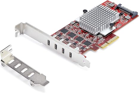 StarTech 4-Port USB-C 10Gbps PCIe Card, TAA (P10Q4C-USB-CARD) | 4x Independent USB 3.2 Controllers, PCI Express 3.0, Standard Profile