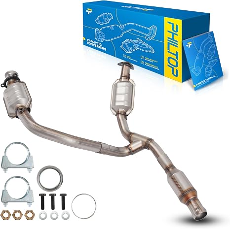 PHILTOP Catalytic Converter Kit Direct-Fit Compatible With 2014-2018 Silverado/Sierra 1500 4.3L/ 5.3L, 2015-2019 Tahoe/Suburban/Yukon/Yukon XL 5.3L OE Replace 50497, 645159, 50563 (EPA Compliant)