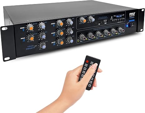 Pyle Power Amplifier with Bluetooth Wireless - Rack Mount 6 Channel Multi Zone Audio - 4200W Peak - Stereo Mixing Receiver w/RCA, USB-A, AUX - for Commercial, PA, Home or Studio - PT6000CH.5