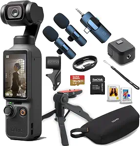 DJI Osmo Pocket 4 Value Bundle, 4K/240fps Vlog Camera, 3-Axis Stabilization, Active Track 7.0, 2 Mics +Grip Tripod + 128GB Memory, + More