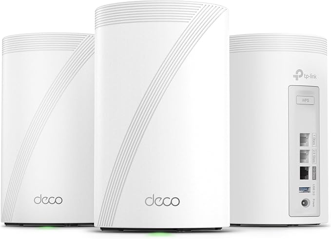 TP-Link Deco 7 Pro BE14000 Tri-Band Wi-Fi 7 Whole Home Mesh System | 8-Stream 14 Gbps | 10 WAN/LAN Port | Up to 8100 Sq.ft, 200 Devices Capacity | 320 MHz, HomeShield, AI-Roaming (BE67 3-Pack)