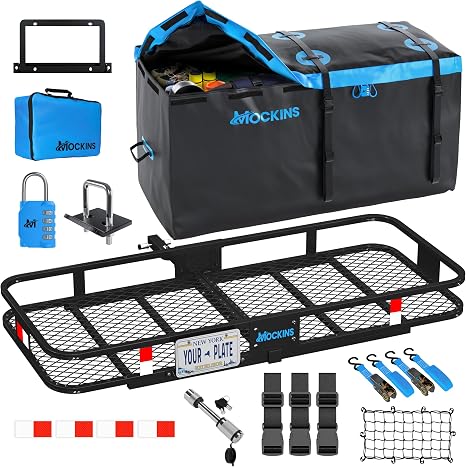 Mockins 60"x24"x6" Heavy Duty Steel Folding Trailer Hitch Cargo Carrier