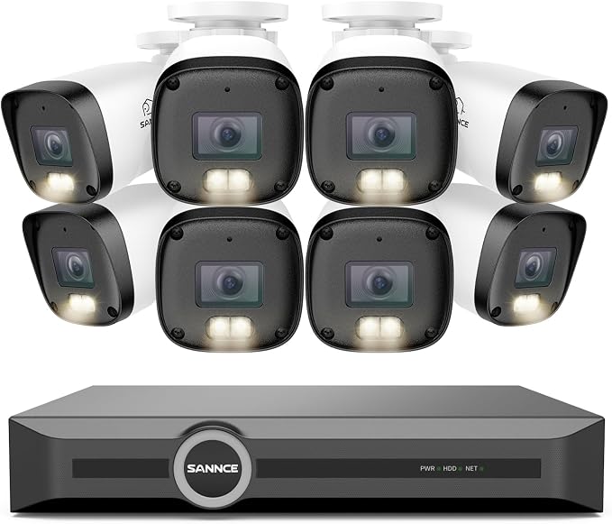 SANNCE 2K 3MP PoE Security Camera System - NVR with 8PCS Cameras(No HDD)