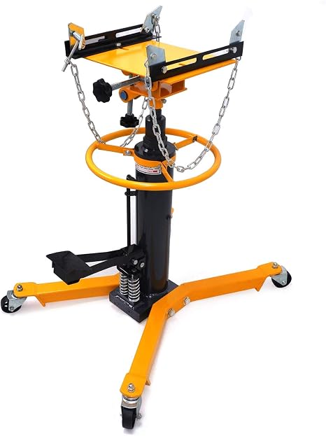 HTTMT- 34" to 73" Professional Dual Spring Hydraulic Transmission Jack Car Lift 1300 lbs/ 0.6 Ton 2 Stage Dual Spring [P/N: ET-CAR-FIX004-0.6T-Yellow]