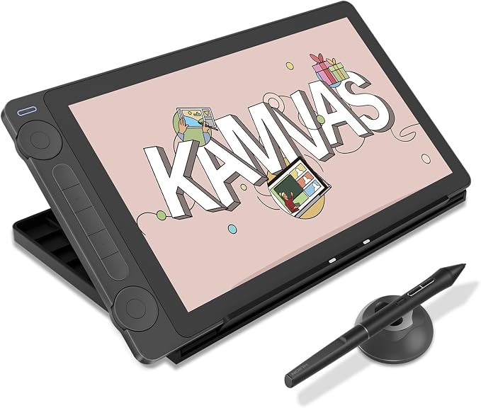 HUION Kamvas 13 (Gen 3) Drawing Tablet with Screen, Dual Dial, 13.3", Black | Full Lamination, Canvas Glass 2.0, 99% sRGB, PenTech 4.0 16384 Levels, Works with PC, Mac and Android, With Stand
