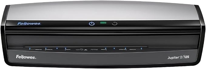 Fellowes Jupiter™ 2 125 Thermal Laminator w/AutoSense, Laminates 47"/Min | Fast 60 Second Warm Up Time, Auto Reverse Jam Tech, AutoSense, 12.5" Width, For Large Office, Laminates Up to 10 Mil