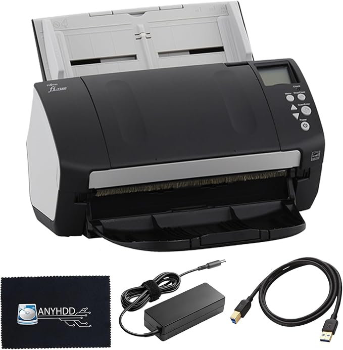 Fi-7160 Fujitsu Scanners for Computers - 60 PPM (Mono/Color),600 DPI Document Scanner, with 24V Power Cable & USB 3.0 Cable & Microfiber Cleaning Cloth (Renewed)