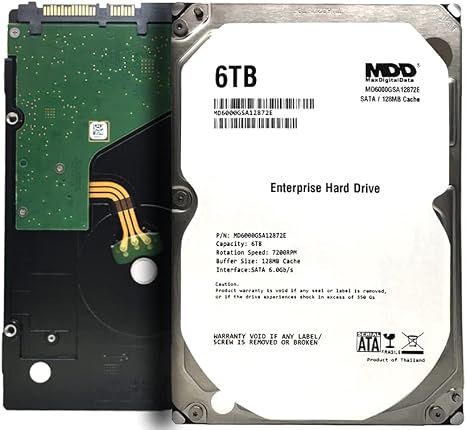 MDD MAXDIGITALDATA 6TB 7200RPM 128MB Cache SATA 6.0Gb/s 3.5-inch Internal Hard Drive (Enterprise Grade) (Renewed)