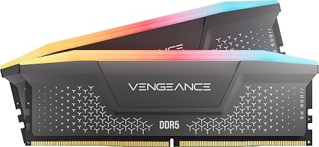 Corsair Vengeance RGB RS DDR5 64GB (2 x 32GB) Up to 6000MHz AMD Intel RAM | Desktop Gaming Memory, AMD EXPO & Intel XMP 3.0 Compatible, CL40, Grey, CMG64GX5M2D6000Z40
